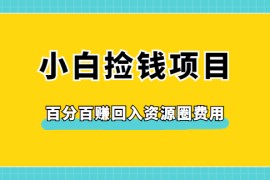 小白必看捡钱项目，100%赚回进资源圈费用