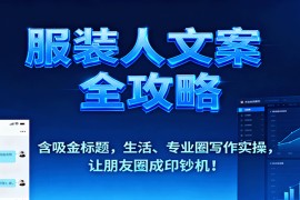 服装人文案全攻略，含吸金标题，生活、专业圈写作实操，让朋友圈成印钞机！