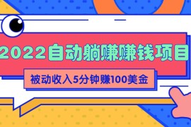 2022自动躺赚赚钱，睡觉赚钱，被动收入自动赚美元，5分钟赚100美金