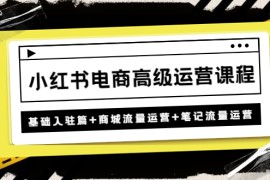 小红书电商高级运营课程：基础入驻篇+商城流量运营+笔记流量运营 