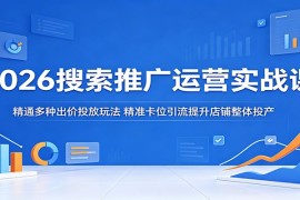 2026搜索推广运营实战课：精通多种出价投放玩法，精准卡位引流提升店铺整体投产