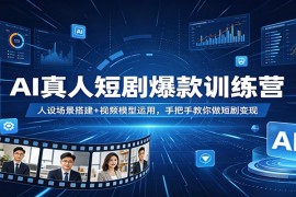 AI真人短剧爆款训练营：人设场景搭建+视频模型运用，手把手教你做短剧变现
