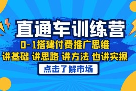 淘系直通车训练课，0-1搭建付费推广思维，讲基础 讲思路 讲方法 也讲实操