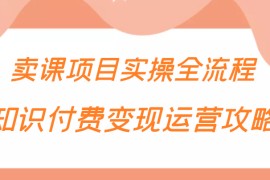 知识付费项目变现运营攻略，卖课项目实操全流程（价值299元） 