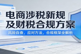 电商涉税新规及财税合规方案：风险自查，应对方法，合规框架全解析