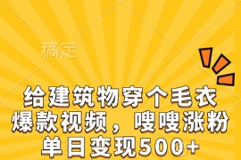 给建筑物穿个毛衣，爆款视频，嗖嗖涨粉，单日变现500+