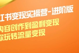 小红书变现实操营进阶版：从内容创作到盈利变现，带你玩转流量变现