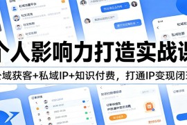 个人影响力打造实战课：公域获客+私域IP+知识付费，打通IP变现闭环