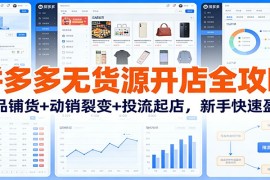 拼多多无货源开店全攻略：选品铺货+动销裂变+投流起店，新手快速盈利