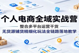 个人电商全域实战营：整合多平台运营干货，无货源铺货精细化玩法全链路落地教学