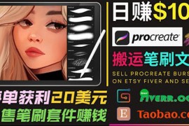 搬运出售Procreate笔刷文件赚钱，每单20美元，轻松日赚100美元 