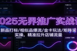 2025无界推广实战课：新品打标/相似品爆流/金卡玩法/矩阵实操，精准拉升店铺流量