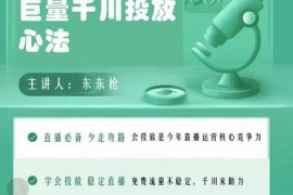 巨量千川优化师投放实操课，学会投放，稳定直播，稳定增产