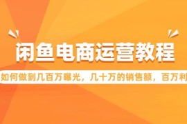 闲鱼电商运营教程：如何做到几百万曝光，几十万的销售额，百万利润