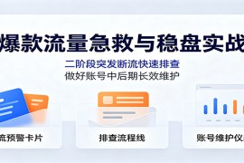 爆款流量急救与稳盘实战：二阶段突发断流快速排查，做好账号中后期长效维护