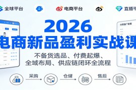2026电商新品盈利实战课：不备货选品 、付费起爆、全域布局、供应链闭环全流程