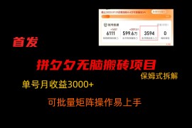 拼夕夕无脑搬砖，单号稳定收益3000+，保姆式拆解