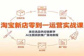 淘宝新店零到一运营实战课：类目选品供应链教学，AI主图测款推广落地教程