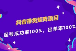 抖音带货矩阵项目，起号成功率100%，出单率100%