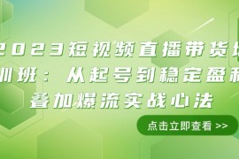 2023短视频直播带货培训班：从起号到稳定盈利叠加爆流实战心法（11节课）