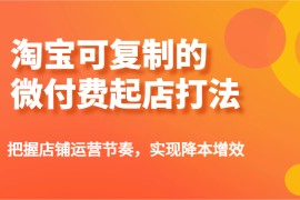 淘宝可复制的微付费起店打法，把握店铺运营节奏，实现降本增效！
