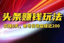 祖小来：实操5天，单号日收益接近200，人人可做的月入过万的头条玩法
