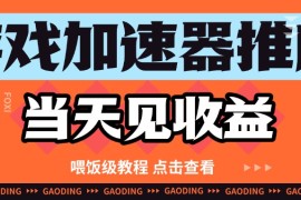 游戏加速器推广项目当天见收益，纯干货喂饭级教程分享