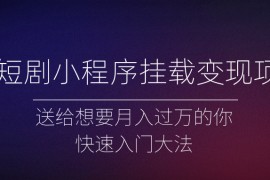 微短剧小程序挂载变现项目全面讲解，新手快速入门变现（视频+文档）