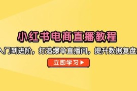 小红书电商直播教程，从入门到进阶，打造爆单直播间，提升数据复盘能力