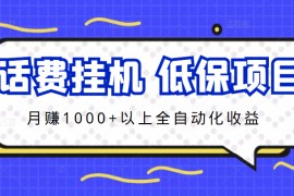 话费挂机，低保项目，月赚1000+以上全自动化收益 