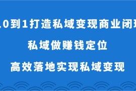 从0到1打造私域变现商业闭环-私域做赚钱定位，高效落地实现私域变现
