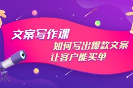 文案写作课：如何写出爆款文案，让客户能买单，价值1999元