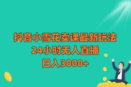 抖音小雪花卖课最新玩法，24小时无人直播，日入3000+