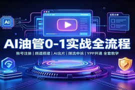AI油管0-1实战：账号注册频道搭建，AI出片，限流申诉，YPP开通全套教学