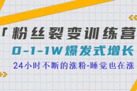 粉丝裂变训练营，0-1-1w爆发式增长，让你24小时不断地涨粉，睡觉也在涨