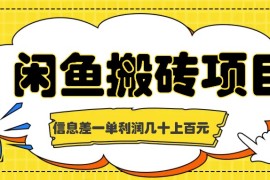 闲鱼搬砖项目，闷声发财的信息差副业，一单利润几十上百元