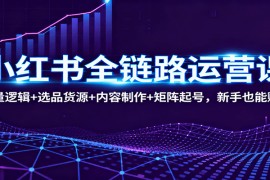 小红书全链路运营课：流量逻辑+选品货源+内容制作+矩阵起号，新手也能赚钱