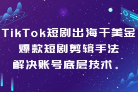 TikTok短剧出海干美金-爆款短剧剪辑手法，解决账号底层技术。