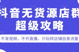 抖音无货源店群超级攻略：不发视频，不开直播，只玩转店铺自身流量