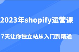 shopify运营课，7天让你独立站从入门到精通（价值1980元）