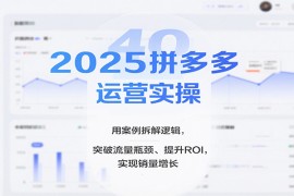 2025拼多多运营实操，用案例拆解逻辑，突破流量瓶颈、提升ROI，实现销量增长