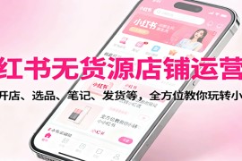 小红书无货源店铺运营课：涵盖开店、选品、笔记、发货等，全方位教你玩转小红书