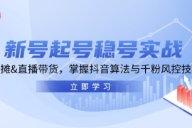 新号起号稳号实战：地摊;直播带货，掌握抖音算法与千粉风控技巧