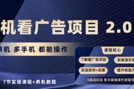 手机看广告项目2.0，单机收益30-50，提现秒到账