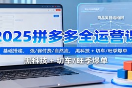 2025拼多多全运营课：基础搭建，强/弱付费/自然流，黑科技 + 切车/旺季爆单
