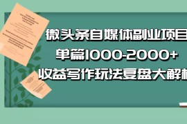公众号付费文章：微头条自媒体副业项目，单篇1000-2000+收益写作玩法，全程复盘大解析 