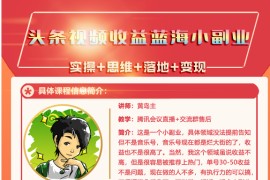 头条视频蓝海小领域副业项目，实操+思维+落地+变现