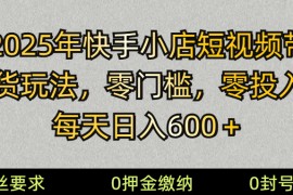 2025快手小店短视频带货模式，零投入，零门槛，每天日入600＋
