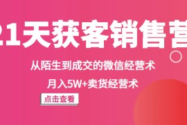 摄影《21天获客销售营》从陌生到成交的微信经营术，月入5W+卖货经营术