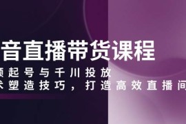 抖音直播带货课程，视频起号与千川投放，话术塑造技巧，打造高效直播间
